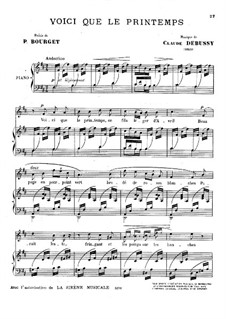 Voici que le printemps (Comes the Spring), L.52: Klavierauszug mit Singstimmen by Claude Debussy