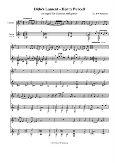 Dido's Lament: Für Klarinette und Gitarre by Henry Purcell