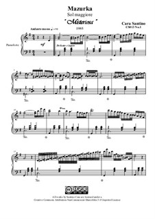 Mazurka No.1 in G major for piano, CS013 No.1: Mazurka No.1 in G major for piano by Santino Cara