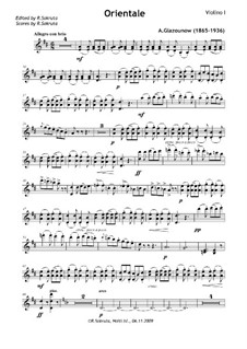 Orientale für Streichquartett: Stimmen by Alexander Glazunov