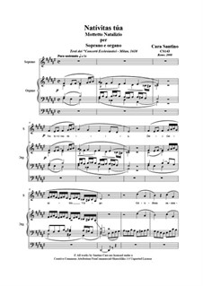 21 Opera Arias and Sacred Arias for Soprano: Nativitas tua. Soprano and organ, CS143 by Santino Cara