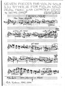 Seven Pieces for Violin Solo, Op.26/132: Seven Pieces for Violin Solo by Alexey E. Kurbanov