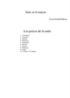 Suite in F-Dur: Für Laute by Ernst Gottlieb Baron
