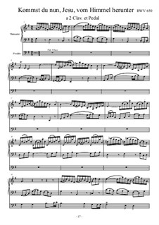 Choralvorspiele II (Schübler Chorales): Kommst du nun, Jesu, vom Himmel herunter, BWV 650 by Johann Sebastian Bach