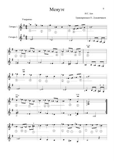 Nr.5 Menuett in g-moll, BWV Anh.115: Für zwei Gitarren by Johann Sebastian Bach