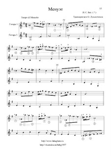 Nr.36 Menuett in d-Moll, BWV Anh.132: Für zwei Gitarren by Johann Sebastian Bach