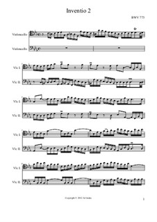Nr.2 in c-moll, BWV 773: Für zwei Cellos by Johann Sebastian Bach