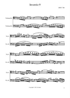 Nr.9 in f-moll, BWV 780: Für zwei Cellos by Johann Sebastian Bach