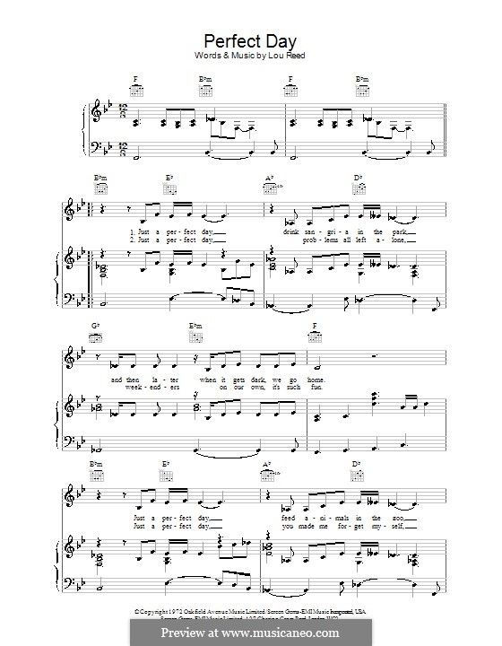 Perfect Day von L. Reed Noten auf MusicaNeo Perfect Day von L. Reed Noten auf MusicaNeo