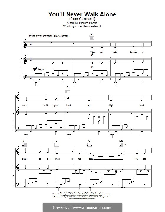 You'll Never Walk Alone (from Carousel): Für Stimme mit Klavier oder Gitarre by Richard Rodgers