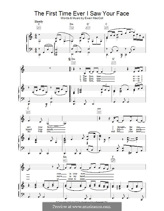 The First Time Ever I Saw Your Face: Für Stimme und Klavier (oder Gitarre) by Ewan MacColl
