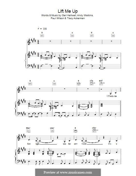 Lift Me Up: Für Stimme und Klavier (oder Gitarre) by Andy Watkins, Geri Halliwell, Paul Wilson, Tracy Ackerman