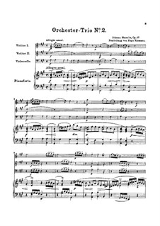 Sechs Trios für zwei Violinen und Basso Continuo, Op.1: Trio Nr.2. Version für zwei Violinen, Cello und Klavier by Johann Wenzel Stamitz