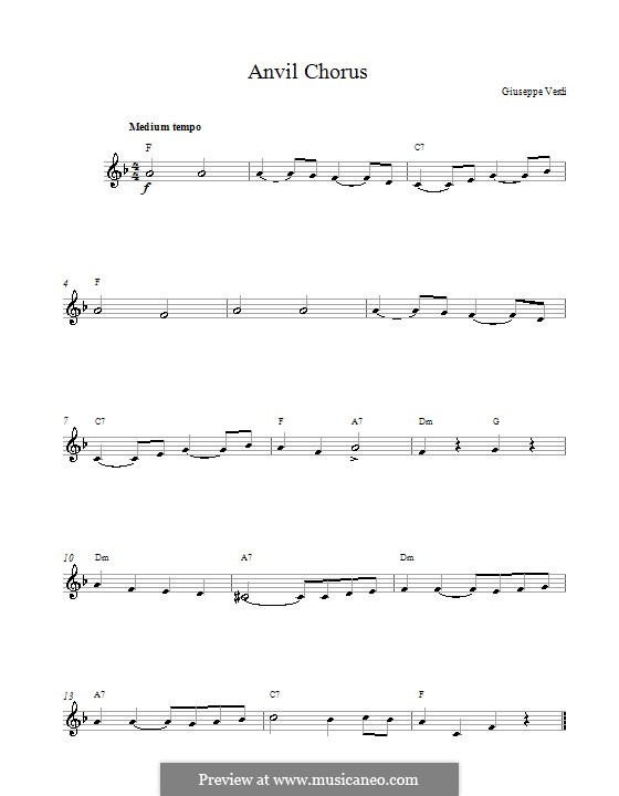 Anvil Chorus: Melodische Linie by Giuseppe Verdi