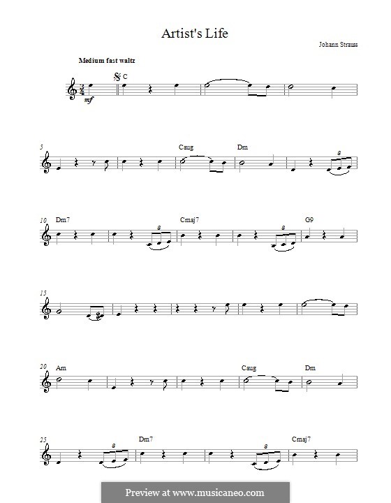 Künstlerleben, Op.316: Melodische Linie by Johann Strauss (Sohn)