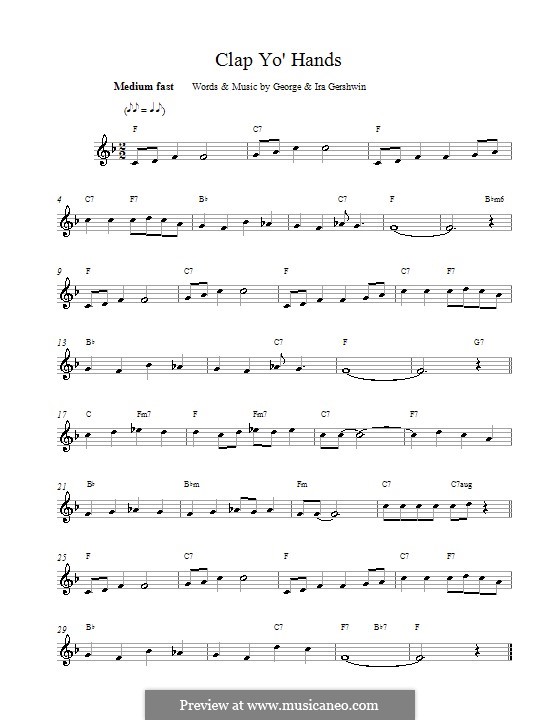 Clap Yo' Hands: Melodie, Text und Akkorde by George Gershwin