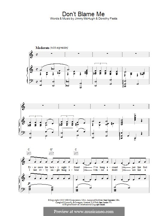 Don't Blame Me: Für Stimme und Klavier (oder Gitarre) by Jimmy McHugh