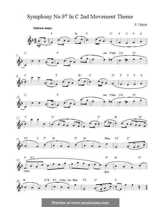 Sinfonie Nr.97 in C-Dur, Hob.I/97: Movement II. Melody line by Joseph Haydn