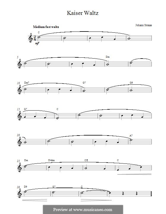 Kaiser-Walzer, Op.437: Melodische Linie by Johann Strauss (Sohn)