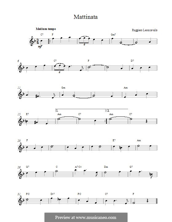 Mattinata: Melodie und Akkorde by Ruggero Leoncavallo