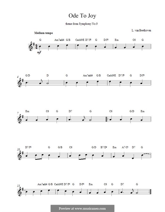 Ode an die Freude: Melodische Linie by Ludwig van Beethoven