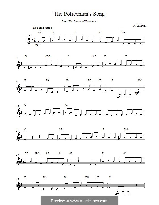 Policeman's Song: Melodische Linie by Arthur Sullivan