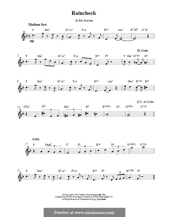 Raincheck (Duke Ellington): Melodische Linie by Billy Strayhorn