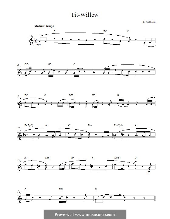 Willow, Tit-Willow: Melodische Linie by Arthur Sullivan