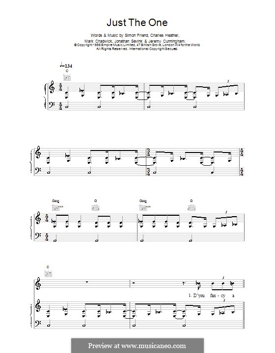 Just the One (The Levellers): Für Stimme und Klavier (oder Gitarre) by Charles Heather, Jeremy Cunningham, Jonathan Sevink, Mark Chadwick, Simon Friend