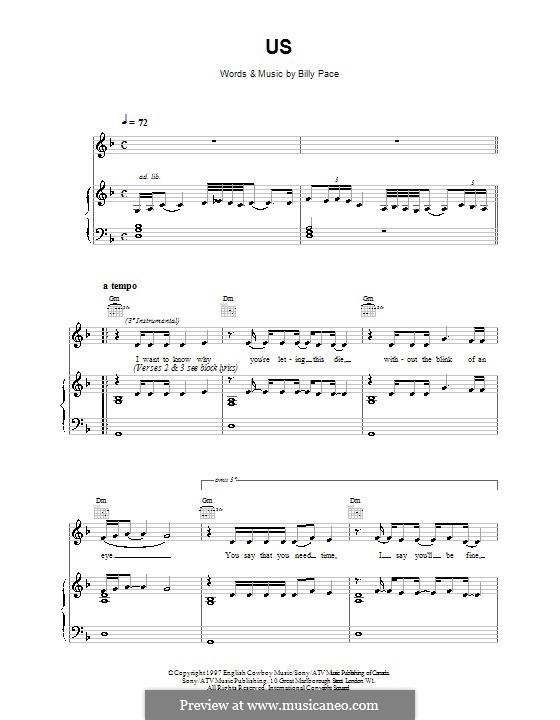 Us: Für Stimme und Klavier (oder Gitarre) by Celine Dion
