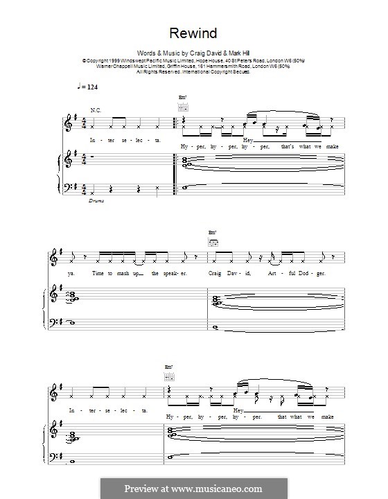 Rewind: Für Stimme und Klavier (oder Gitarre) by Craig David