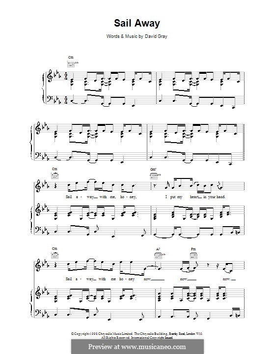 Sail Away: Für Stimme und Klavier (oder Gitarre) by David Gray