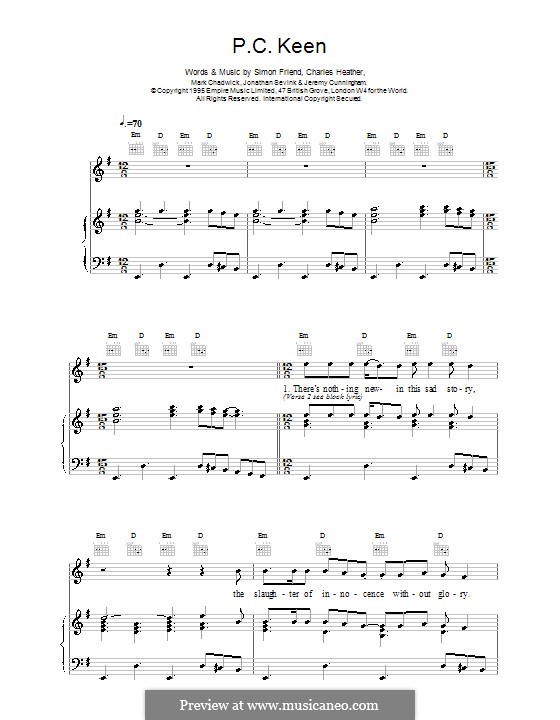 P.C. Keen (The Levellers): Für Stimme und Klavier (oder Gitarre) by Charles Heather, Jeremy Cunningham, Jonathan Sevink, Mark Chadwick, Simon Friend