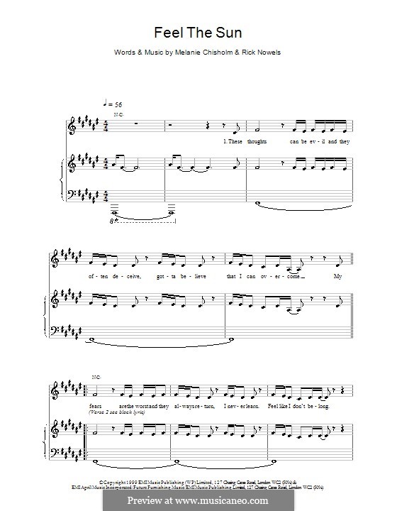 Feel the Sun: Für Stimme und Klavier (oder Gitarre) by Melanie C