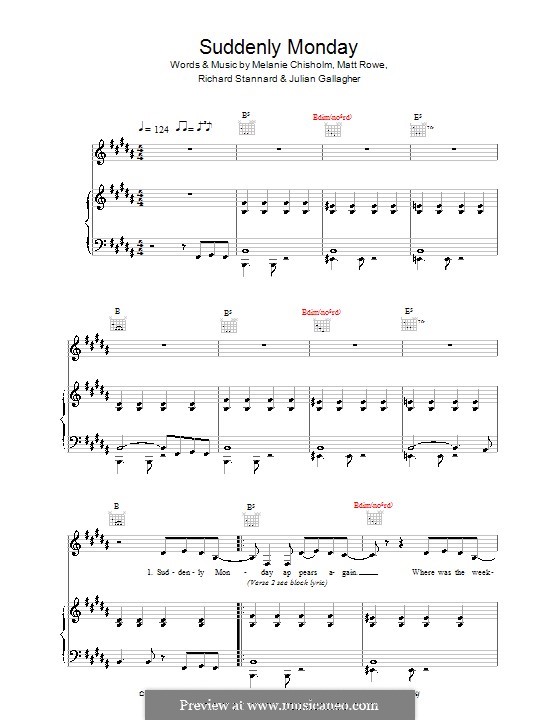 Suddenly Monday: Für Stimme und Klavier (doer Gitarre) by Melanie C