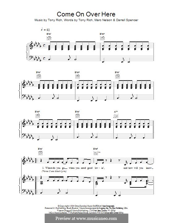 Come on Over Here: Für Stimme und Klavier (oder Gitarre) by Toni Braxton