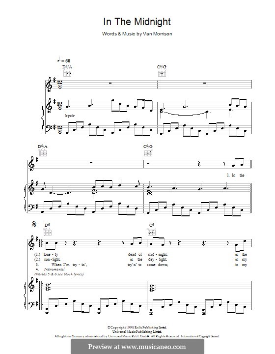 In the Midnight: Für Stimme und Klavier (oder Gitarre) by Van Morrison