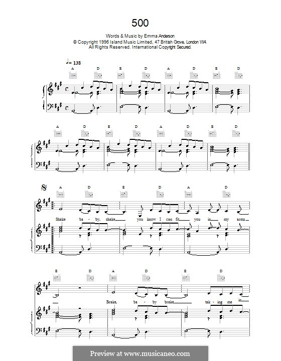 500 (Lush): Für Stimme und Klavier (oder Gitarre) by Emma Anderson
