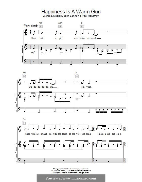 Happiness is a Warm Gun (The Beatles): Für Stimme und Klavier (oder Gitarre) by John Lennon, Paul McCartney