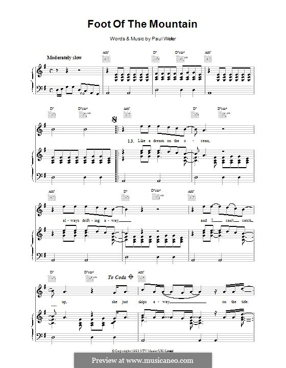 Foot of the Mountain: Für Stimme und Klavier (oder Gitarre) by Paul Weller