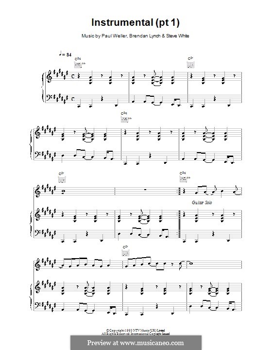 Instrumental: Part I, for voice and piano (or guitar) by Brendan Lynch, Steve White