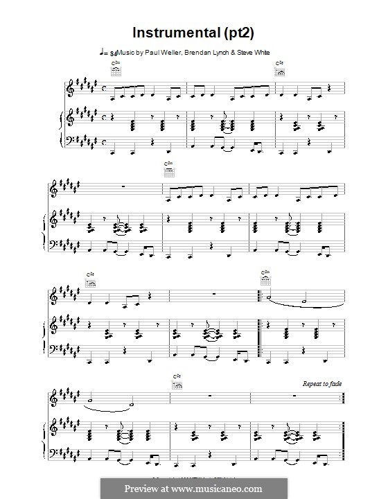 Instrumental: Part II, for voice and piano (or guitar) by Brendan Lynch, Steve White