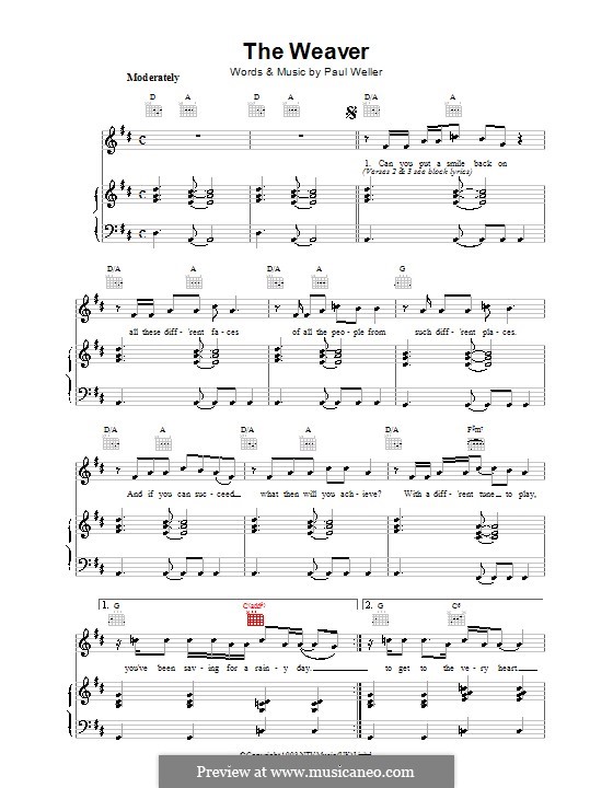 The Weaver: Für Stimme und Klavier (oder Gitarre) by Paul Weller