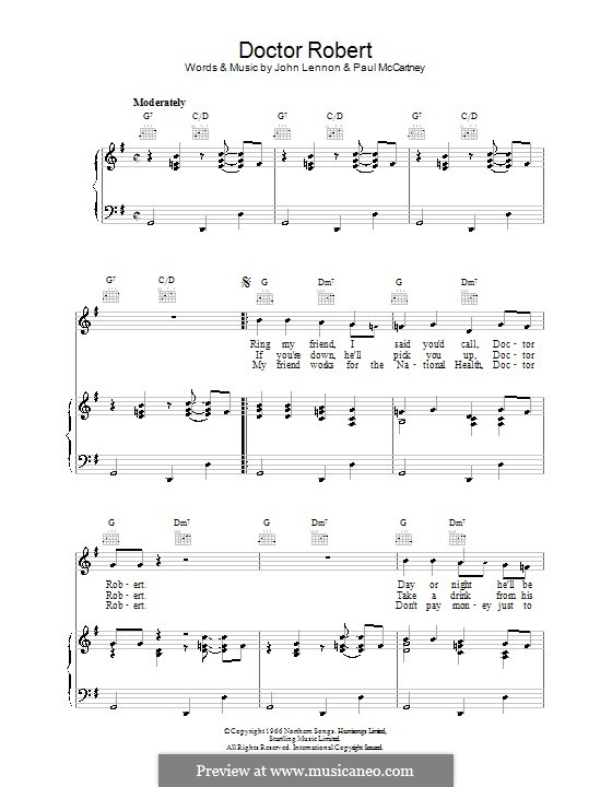 Doctor Robert (The Beatles): Für Stimme und Klavier (oder Gitarre) by John Lennon, Paul McCartney