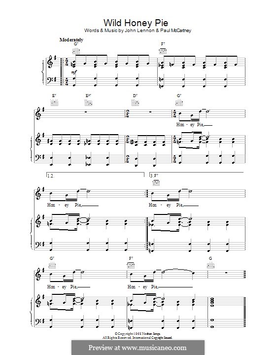 Wild Honey Pie (The Beatles): Für Stimme und Klavier (oder Gitarre) by John Lennon, Paul McCartney