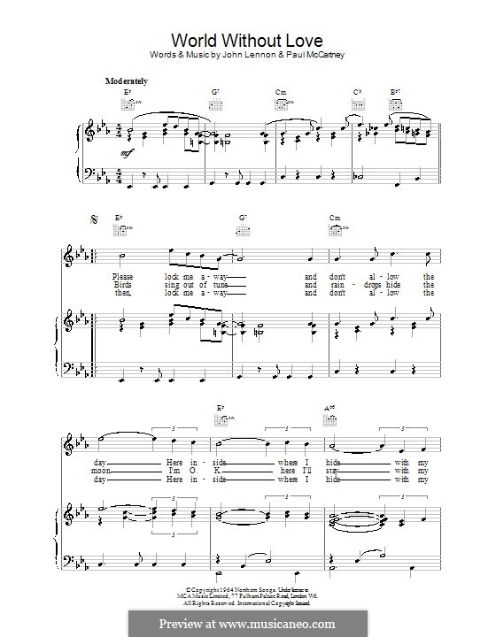 World without Love (The Beatles): Für Stimme und Klavier (oder Gitarre) by John Lennon, Paul McCartney