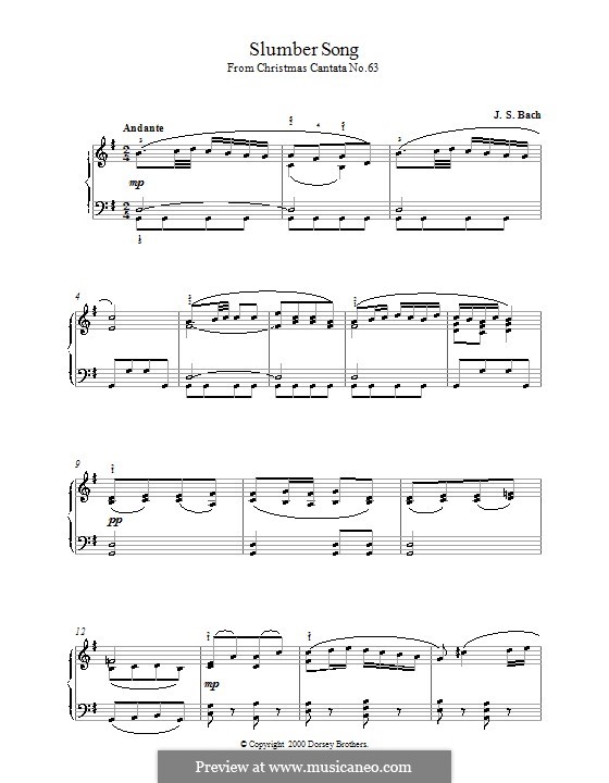 Nr.19 Schlafe, mein Liebster: Bearbeitung für Klavier by Johann Sebastian Bach