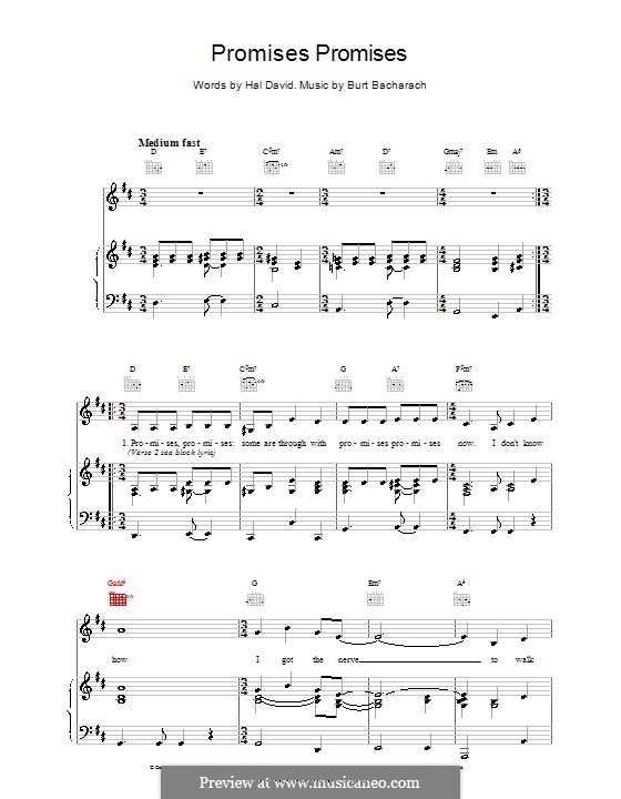Promises, Promises: Für Stimme und Klavier (oder Gitarre) by Burt Bacharach