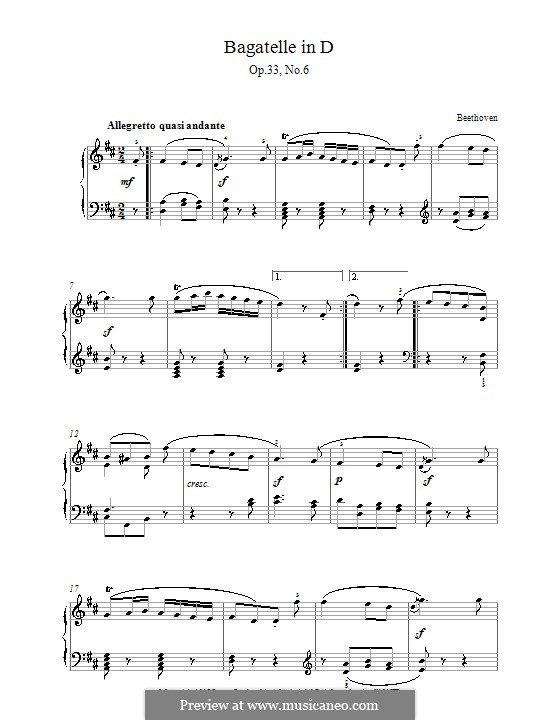 Bagatellen, Op.33: Bagatelle Nr.6 (Noten von hoher Qualität) by Ludwig van Beethoven