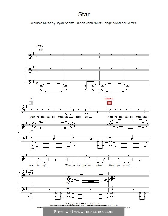 Star: Für Stimme und Klavier (oder Gitarre) by Bryan Adams